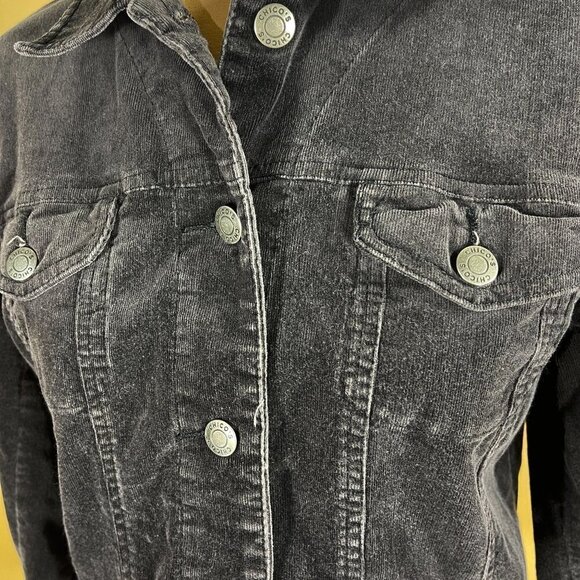 Chico's Long Sleeve Button Front Brown Corduroy Cotton Blend Jacket Size 0 Small - Picture 4 of 7